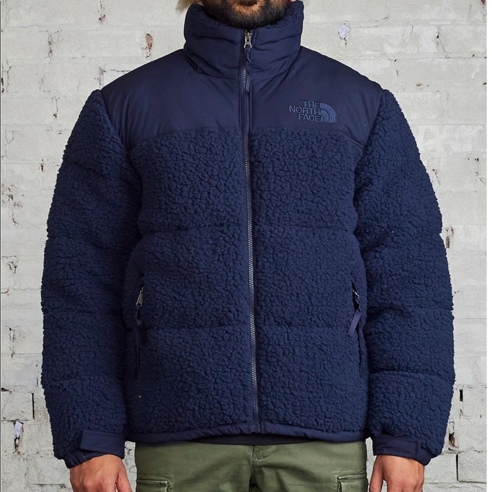 NEW The North Face Pile Nuptse Sherpa Jacket Navy Blue (Size Unisex M) AUTHENTIC
